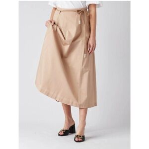 PESERICO A Line Skirt Desert Beige & Brighton Leather Belt